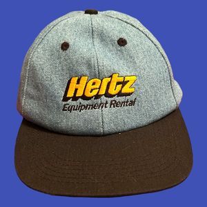 Vintage Hertz Equipment Rental Hat Cap  Denim Snapback K-Products Made In USA